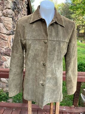 Vintage suede leather rustic jacket, size 8 from Clio